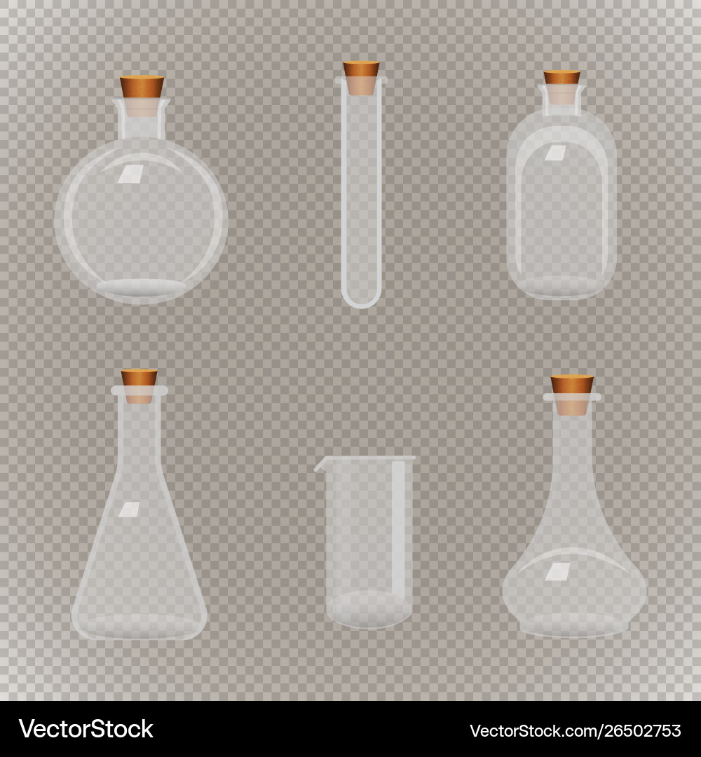 Set different transparent flasks with tube Set different transparent flasks with tube vector image
