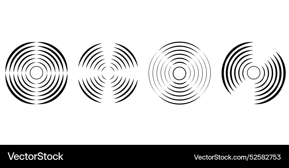 Set of circular ripple icons concentric circles vector image