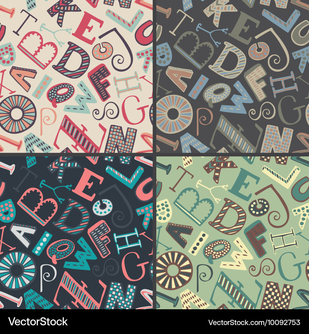 Set of four color variations seamless patterns vector image