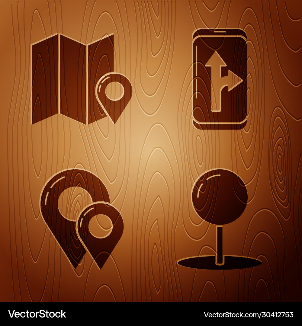 Set push pin folded map with location marker Vector Image