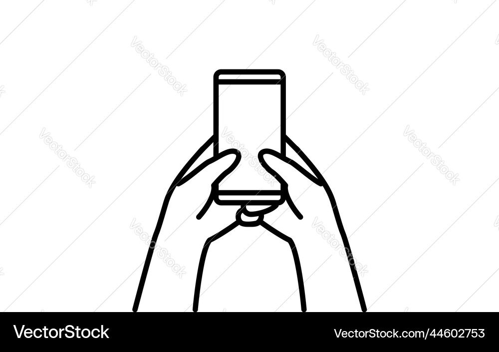 Smartphone operation simple line drawing of two Vector Image