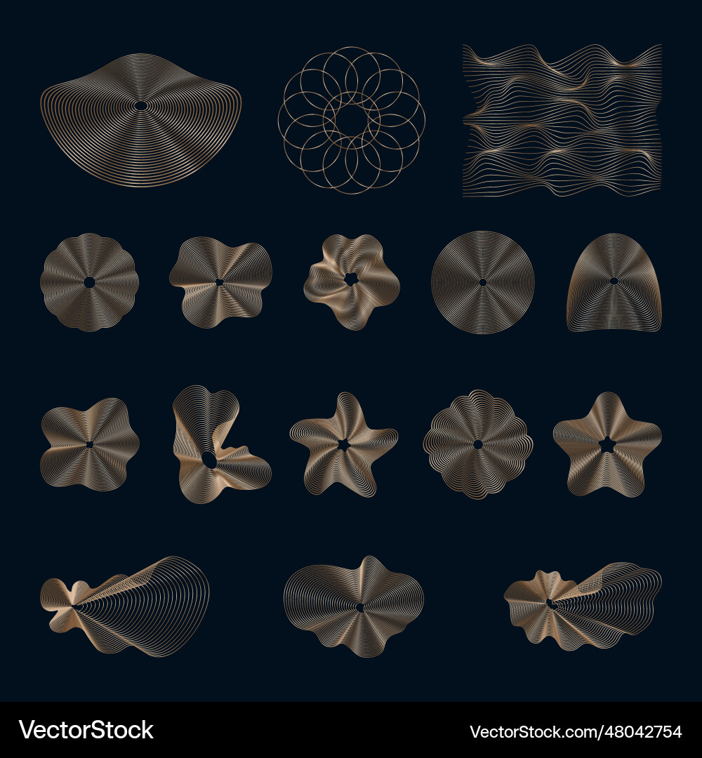 Abstract golden linear elements of different Abstract golden linear elements of different vector image