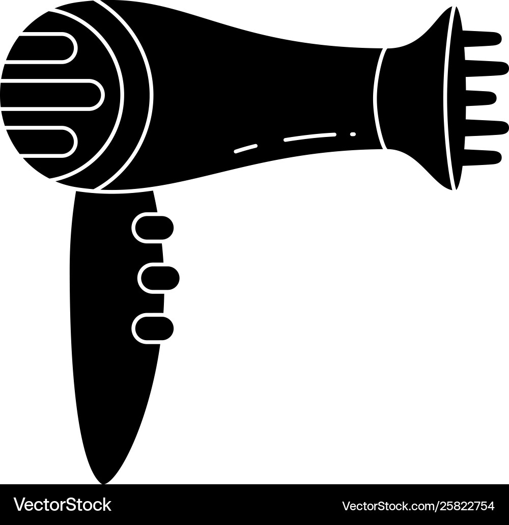 Black and white hair dryer with diffuser nozzle Black and white hair dryer with diffuser nozzle vector image