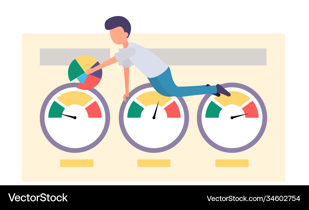 Businessman submits a progress report character Businessman submits a progress report character Vector Image