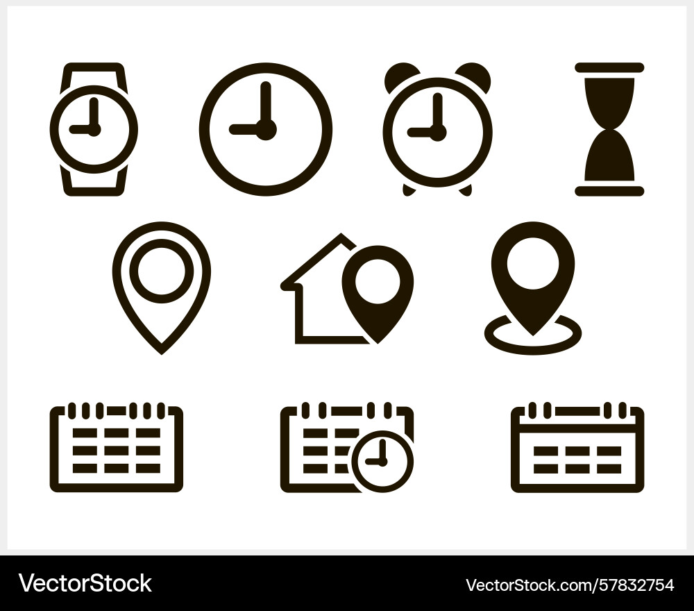 Calendar clock pointer icon isolated outline Calendar clock pointer icon isolated outline vector image