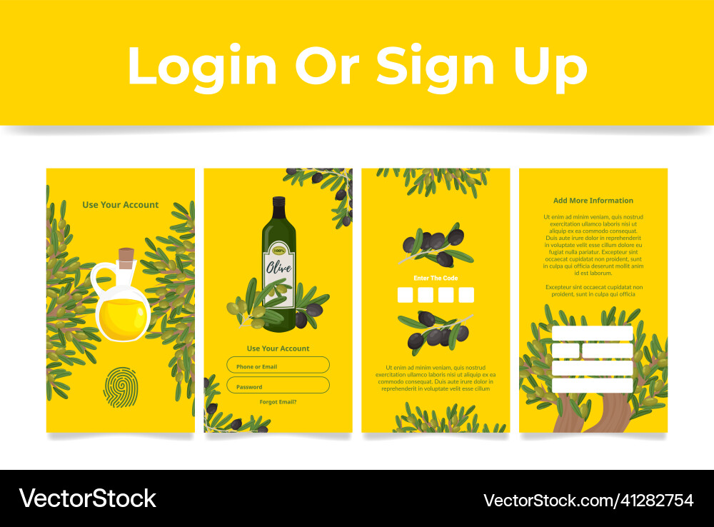 Collection realistic log in sign up mobile app Collection realistic log in sign up mobile app vector image