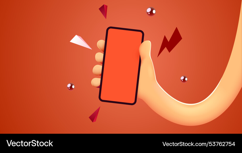 Cute 3d Cartoon Hand halten Handy Cute 3d Cartoon Hand halten Handy vektorbild