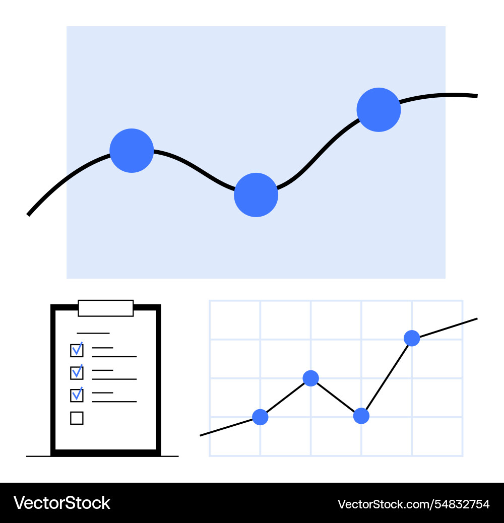 Data analysis concept with progress graphs Data analysis concept with progress graphs vector image