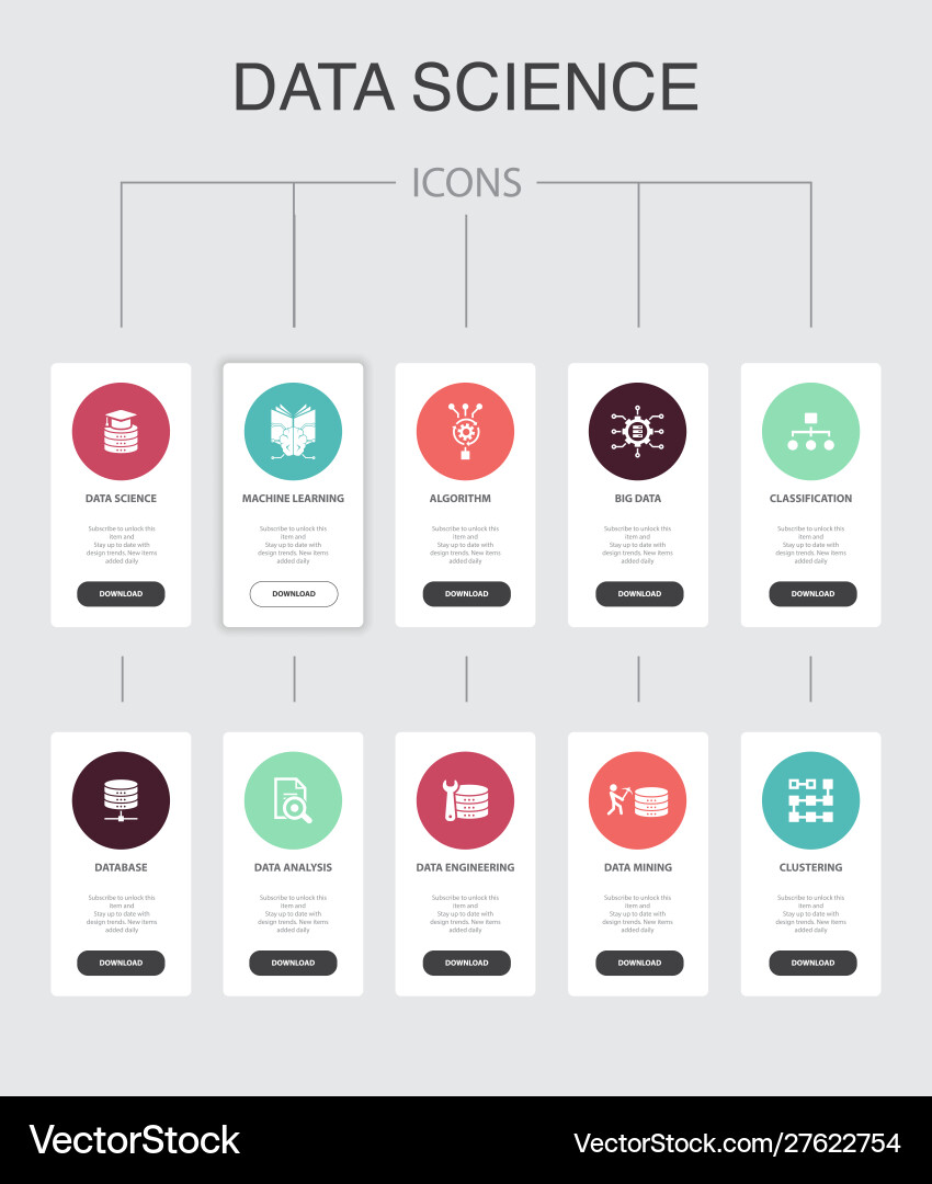 Data science infographic 10 steps ui design Vector Image