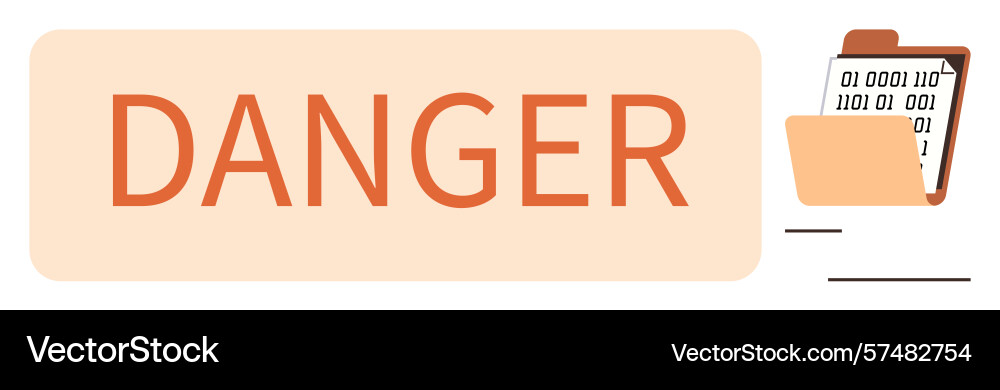 Data security warning with folder and digital vector image