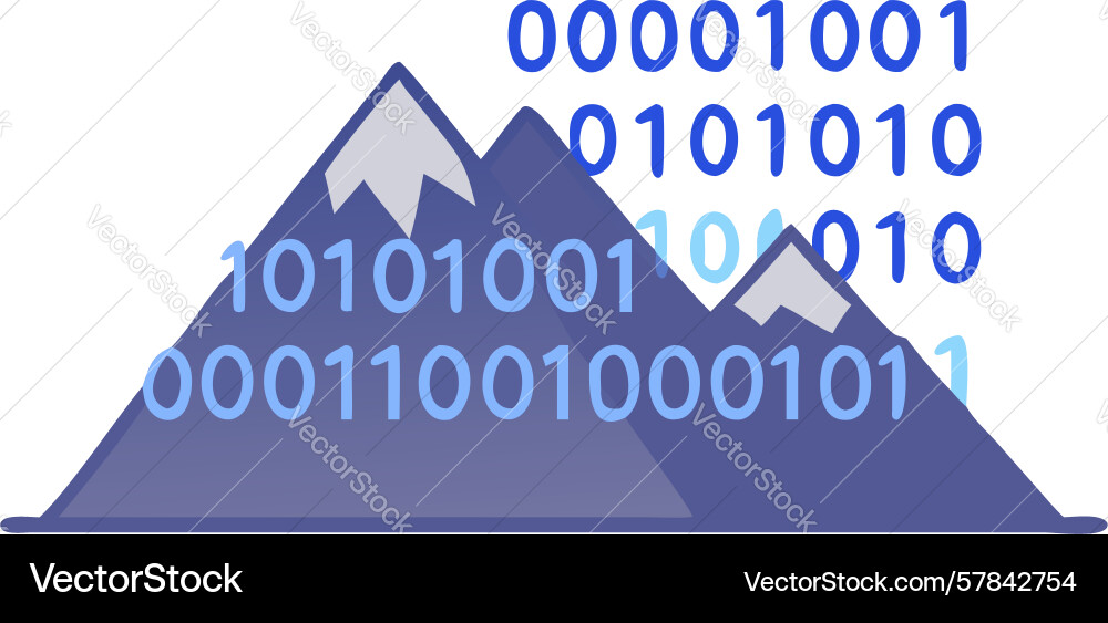 Digital landscape binary flow technology mountain vector image