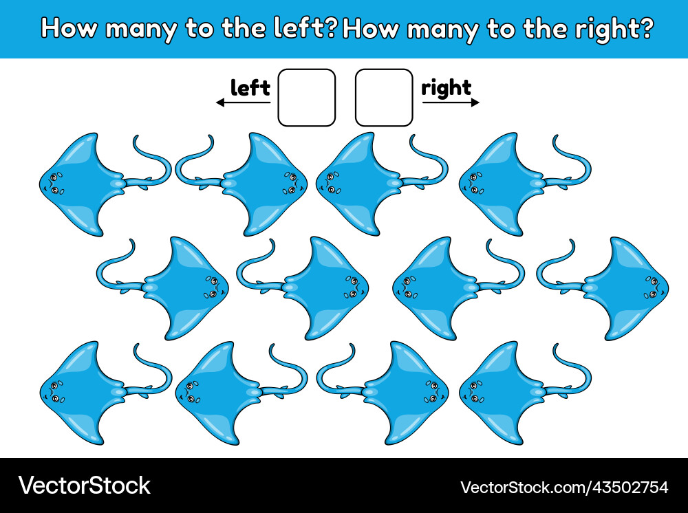 How many to the left and right-3 How many to the left and right-3 Vector Image