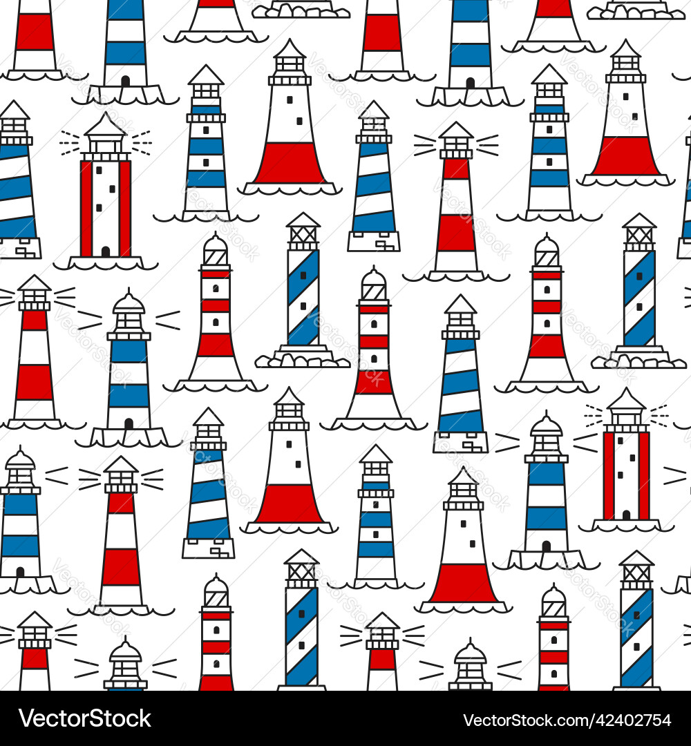 Lighthouse & Beacon Seamless Pattern Vector Image