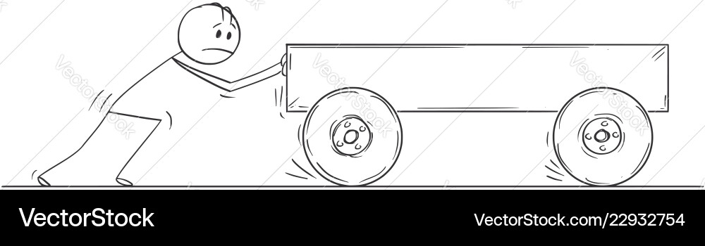 Man Pushing Empty Cart - Struggle vector image