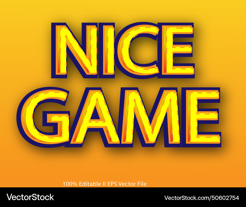 Nice game editable text effect 3d emboss gradient Vector Image