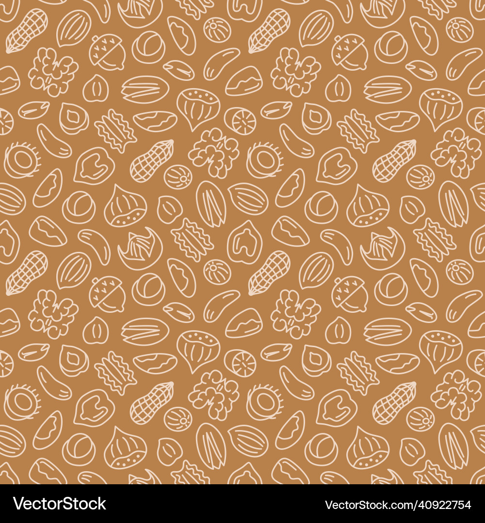 Nut seamless pattern flat line icon background Nut seamless pattern flat line icon background vector image