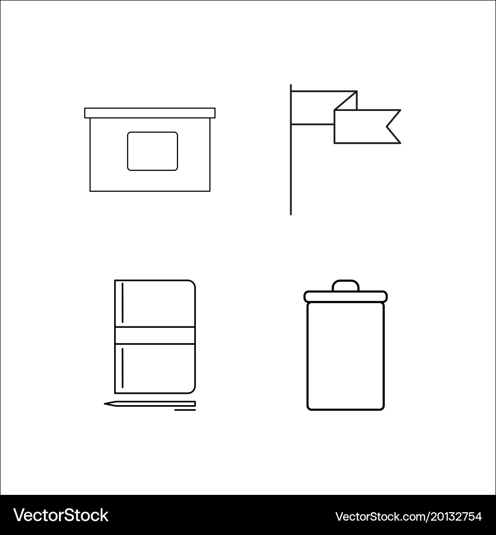 Office simple linear icon setsimple outline icons Vector Image