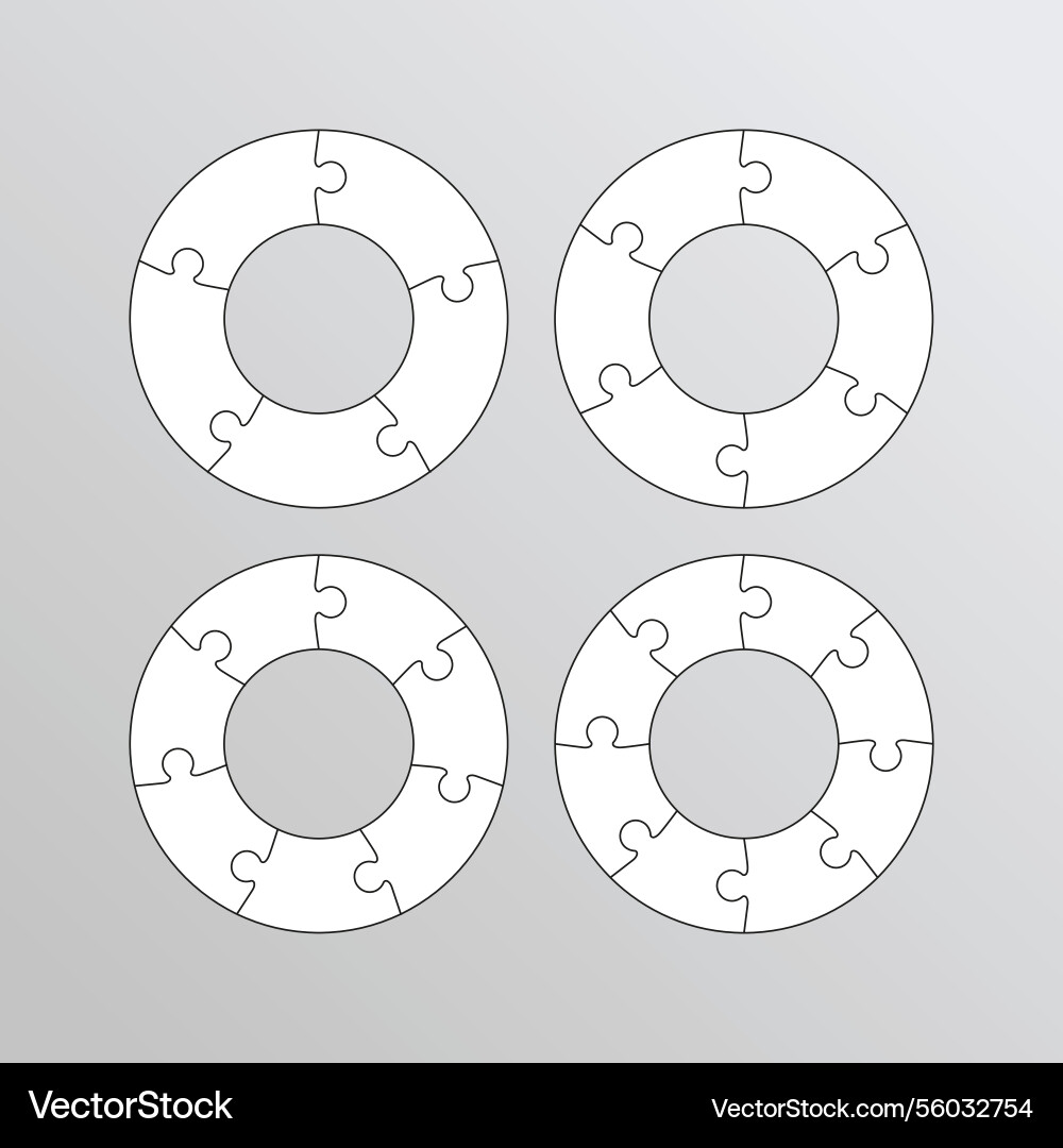 Ring puzzle grids collection circular mosaic Ring puzzle grids collection circular mosaic Vector Image