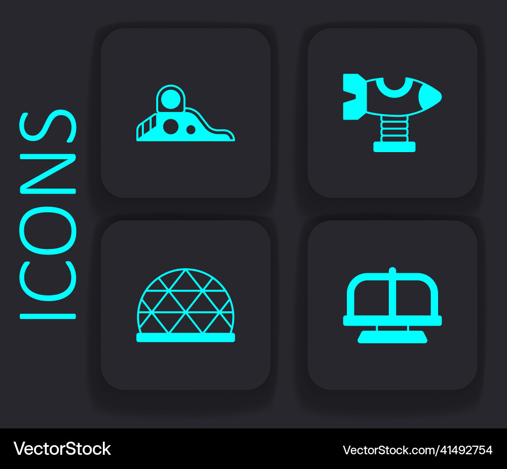 Set attraction carousel slide playground swing Set attraction carousel slide playground swing Vector Image