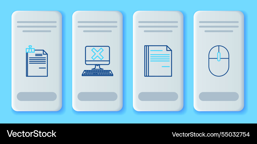 Set line computer with keyboard and x mark file Set line computer with keyboard and x mark file vector image