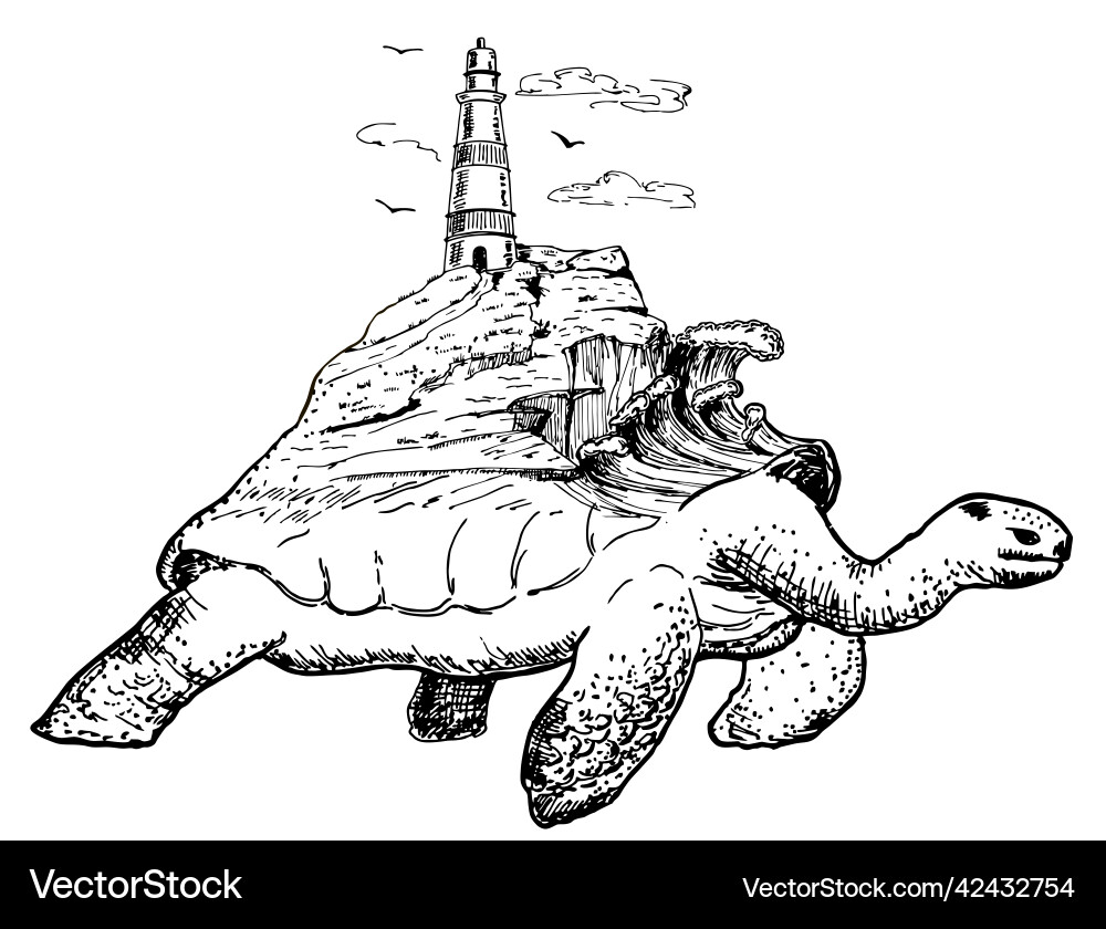 Typography with turtle Vector Image