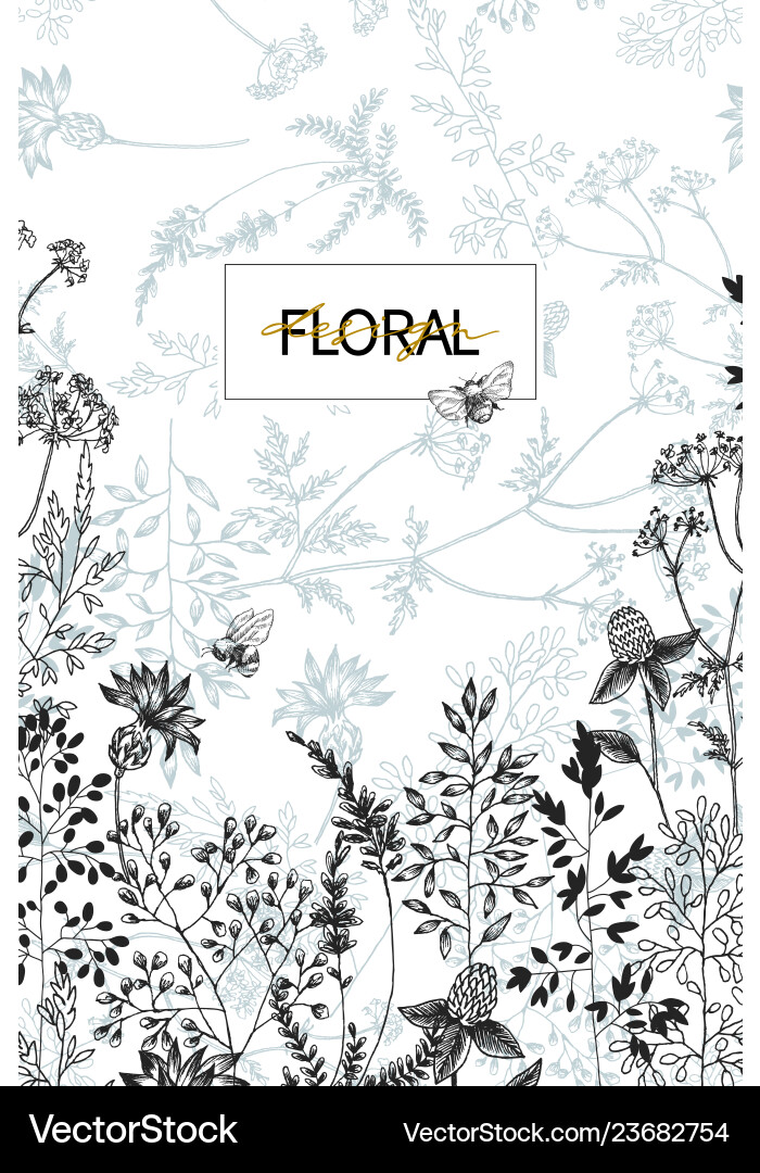 Wild flowers blossom branch border with seamless Wild flowers blossom branch border with seamless vector image