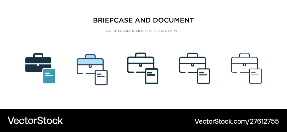 Briefcase and document icon in different style Vector Image