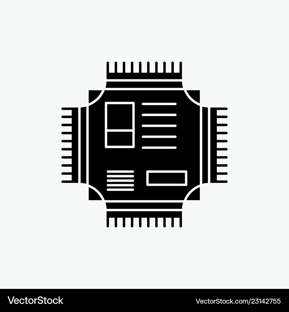 Chip cpu microchip processor technology glyph Chip cpu microchip processor technology glyph vector image
