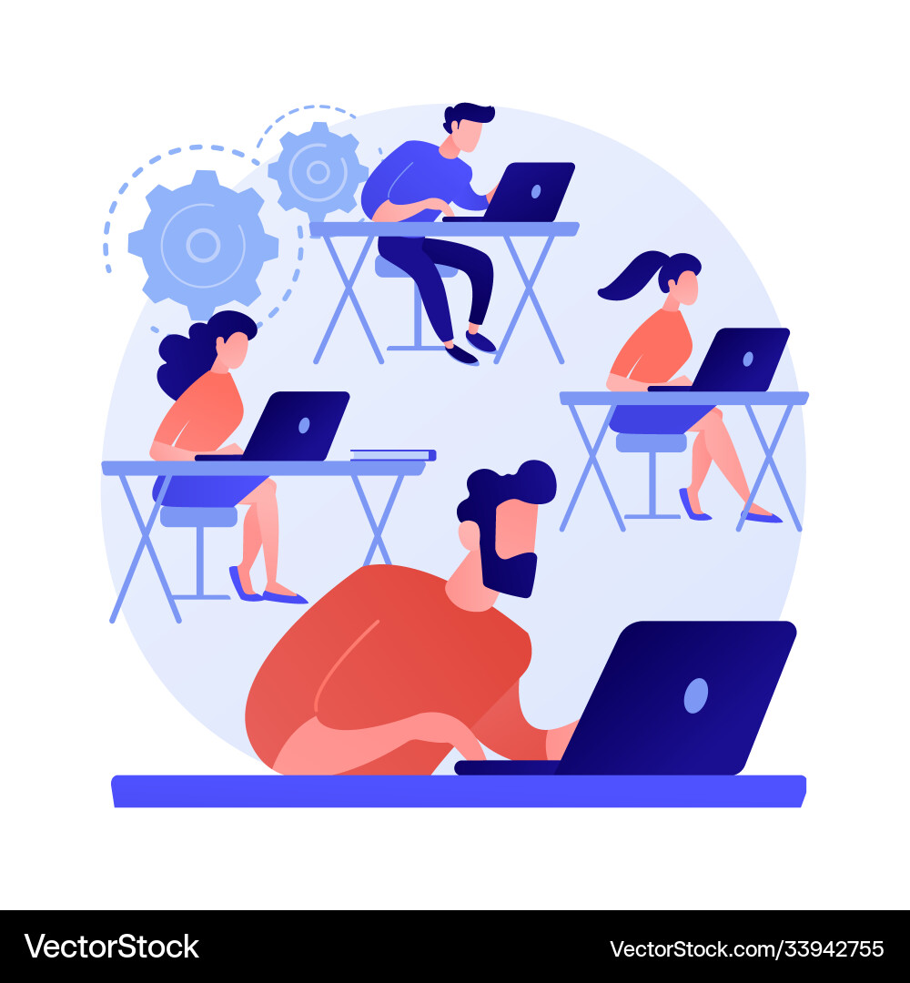 Computer lab abstract concept Computer lab abstract concept vector image