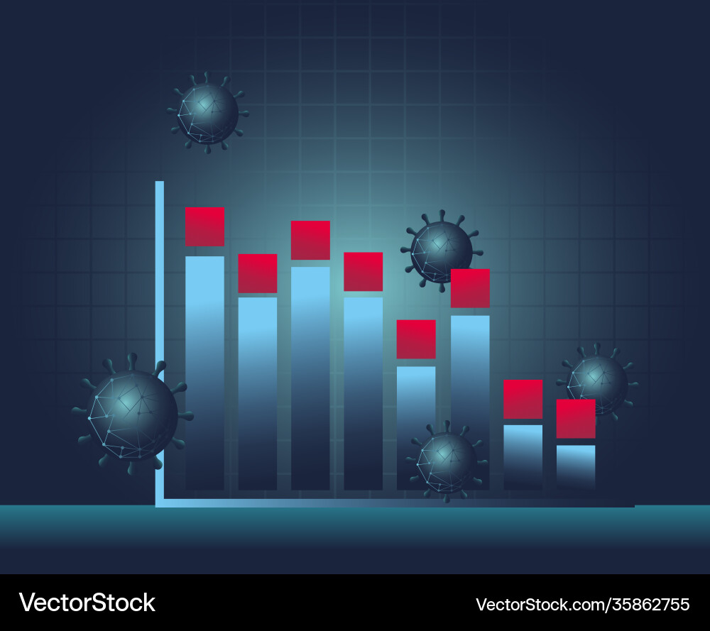 Covid19 19 virus stats bars chart gradient style Vector Image