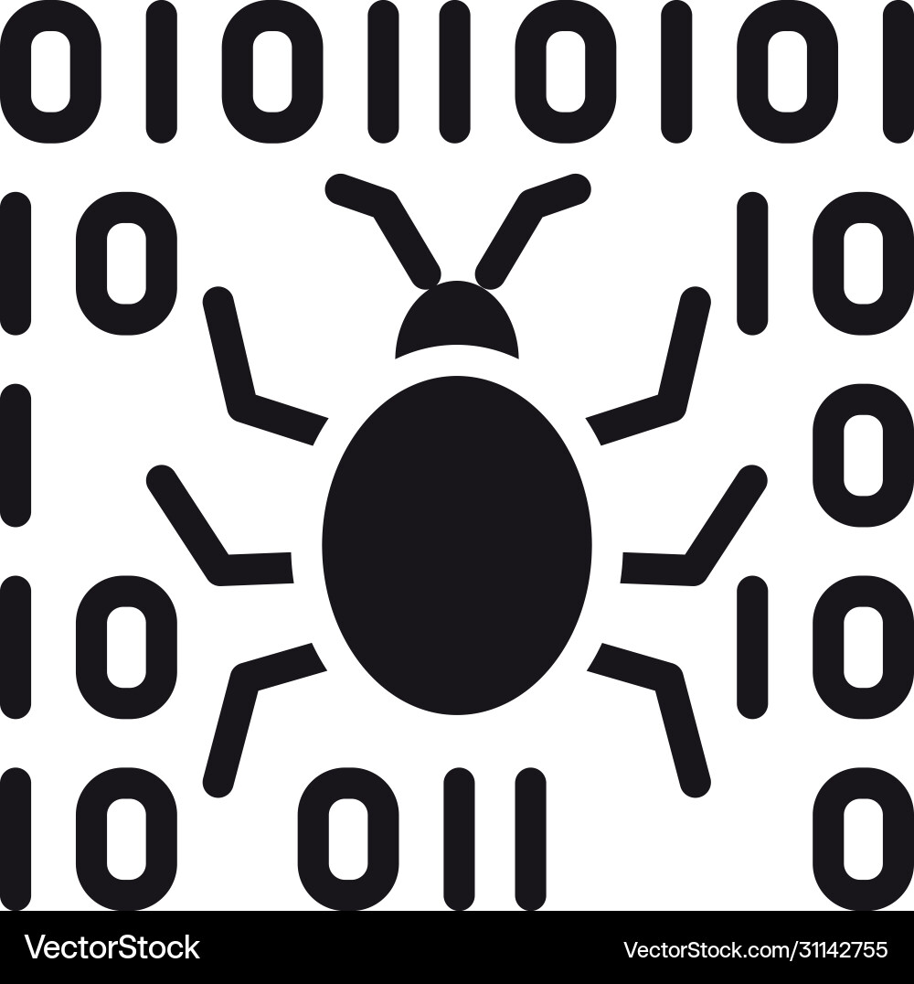 Cyber security concept bug malware icon vector image