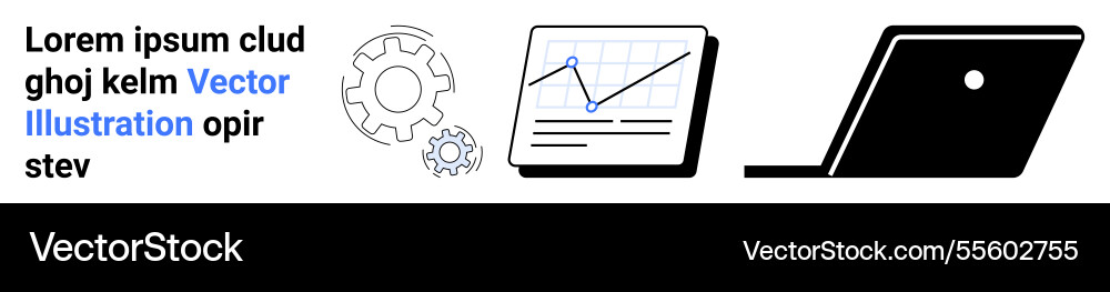 Data analysis with laptop and graph representing Data analysis with laptop and graph representing vector image