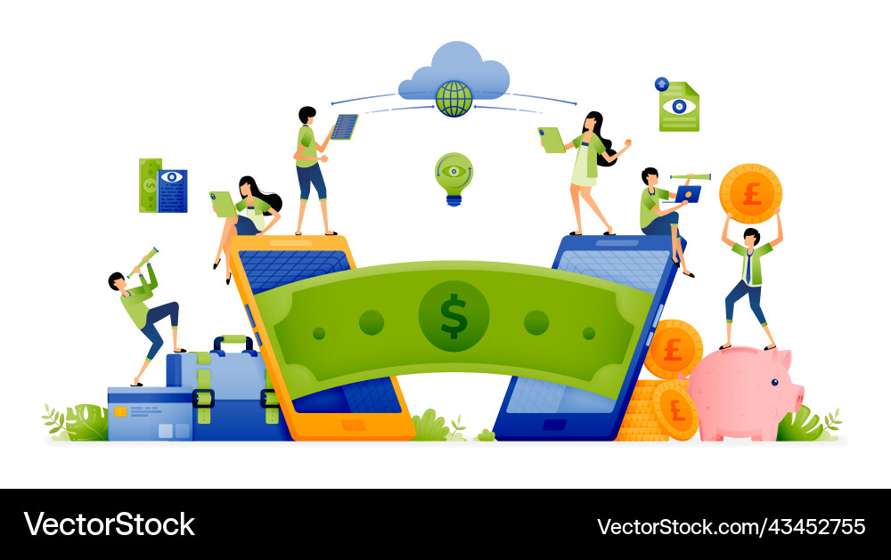 Design of mobile apps with cloud access for easy Design of mobile apps with cloud access for easy Vector Image