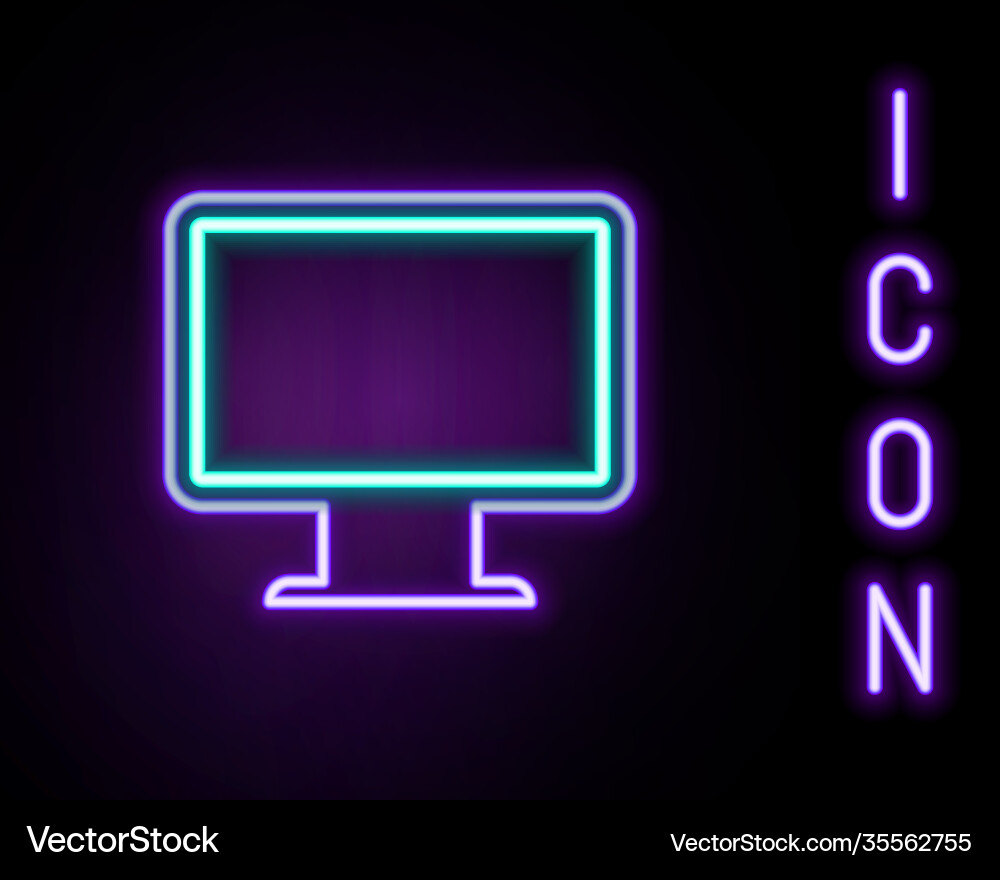 Glowing neon line computer monitor screen icon Glowing neon line computer monitor screen icon vector image