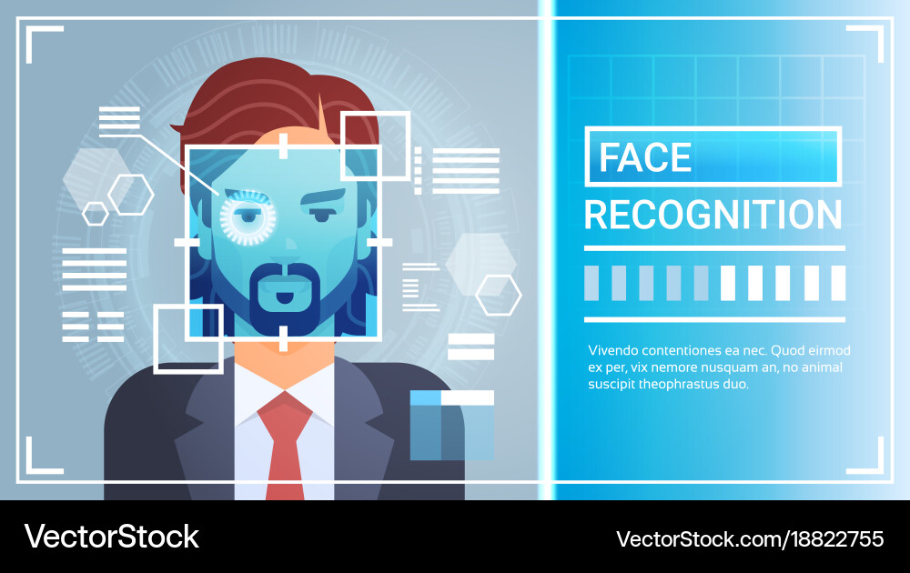 Man Face Retina Scan Security System vector image