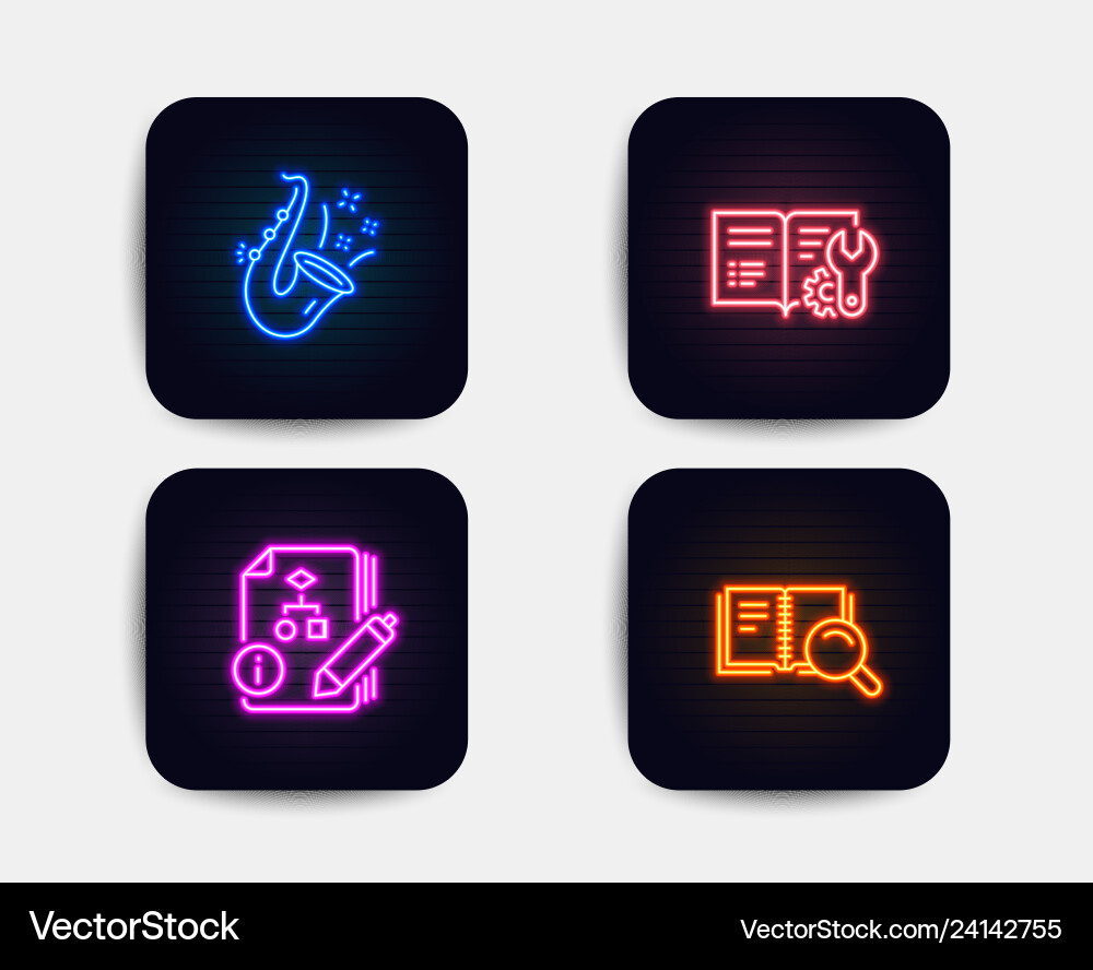Neon set engineering documentation jazz Neon set engineering documentation jazz vector image