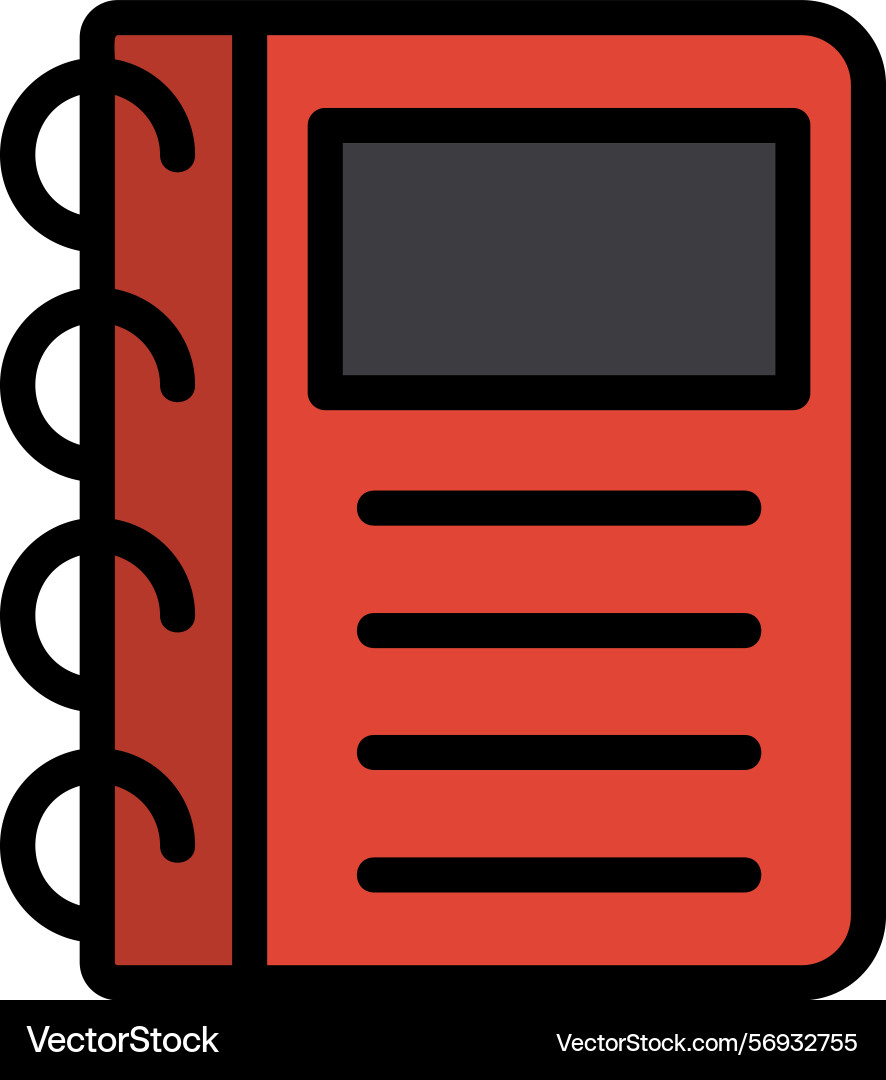 Notebook line filled style icon design vector image