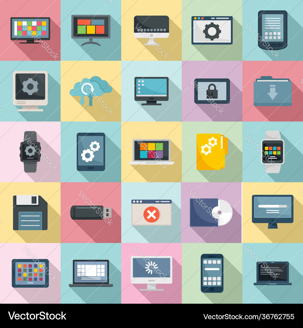 Operating system icons set flat style Operating system icons set flat style vector image