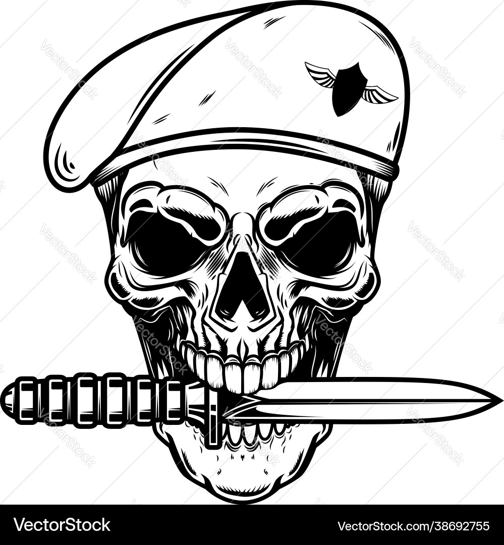 Paratrooper Skull with Knife vector image