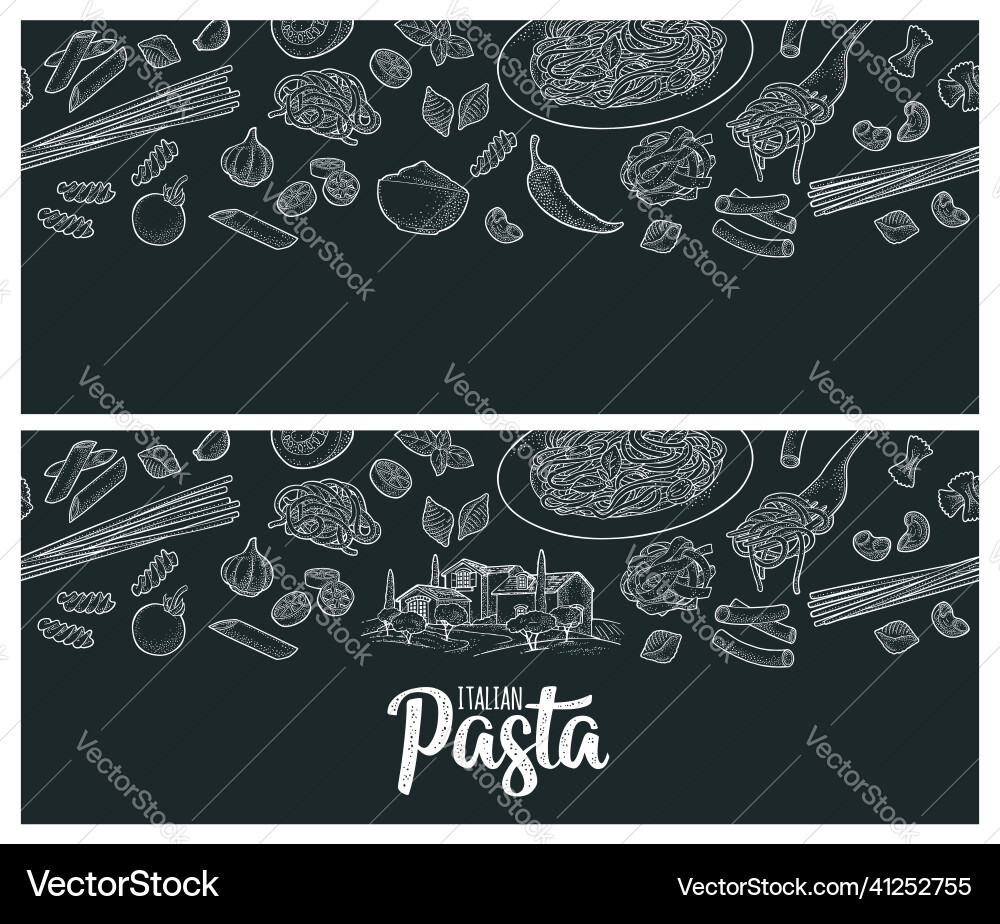 Pattern set with different types of pasta Pattern set with different types of pasta Vector Image