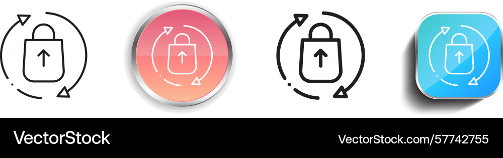 Recyclable icon thin linear regular and button Recyclable icon thin linear regular and button vector image