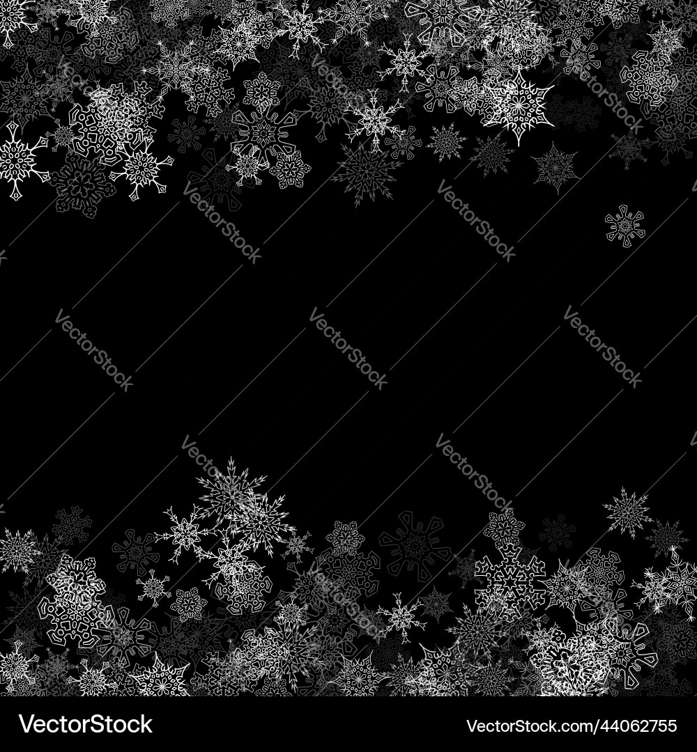 Snowfall with random snowflakes in the dark Vector Image