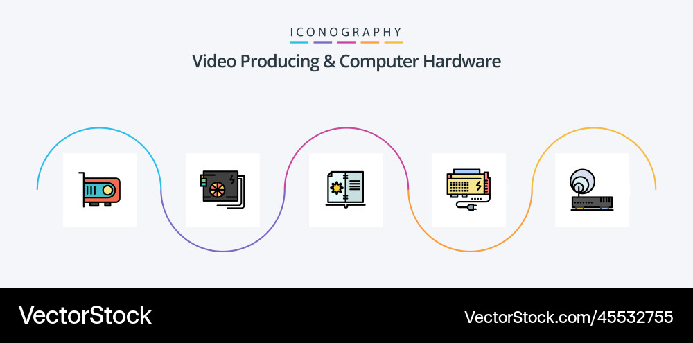 Video producing and computer hardware line filled Vector Image