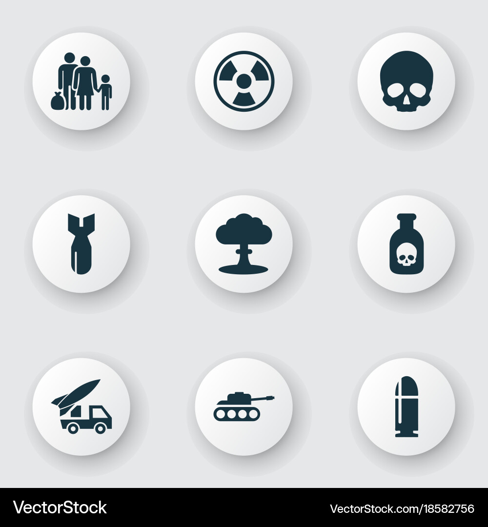 Combat icons set includes such as rocket vector image