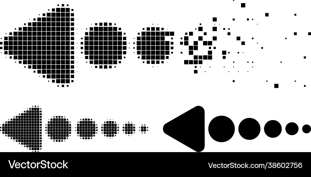 Dissolved and halftone pixelated arrow left icon Dissolved and halftone pixelated arrow left icon vector image