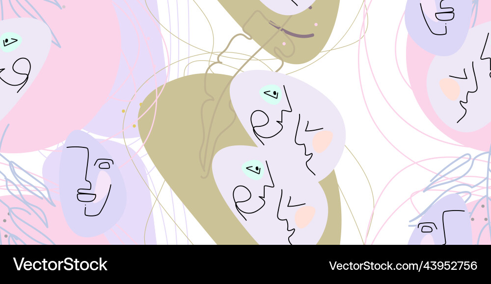 Face line pattern minimal art one drawing Face line pattern minimal art one drawing Vector Image