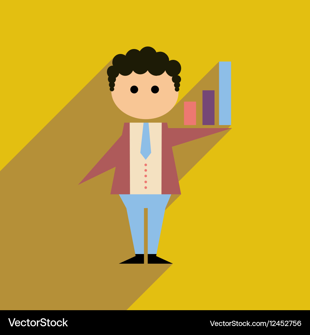 Flat web icon with long shadow man schedule Vector Image