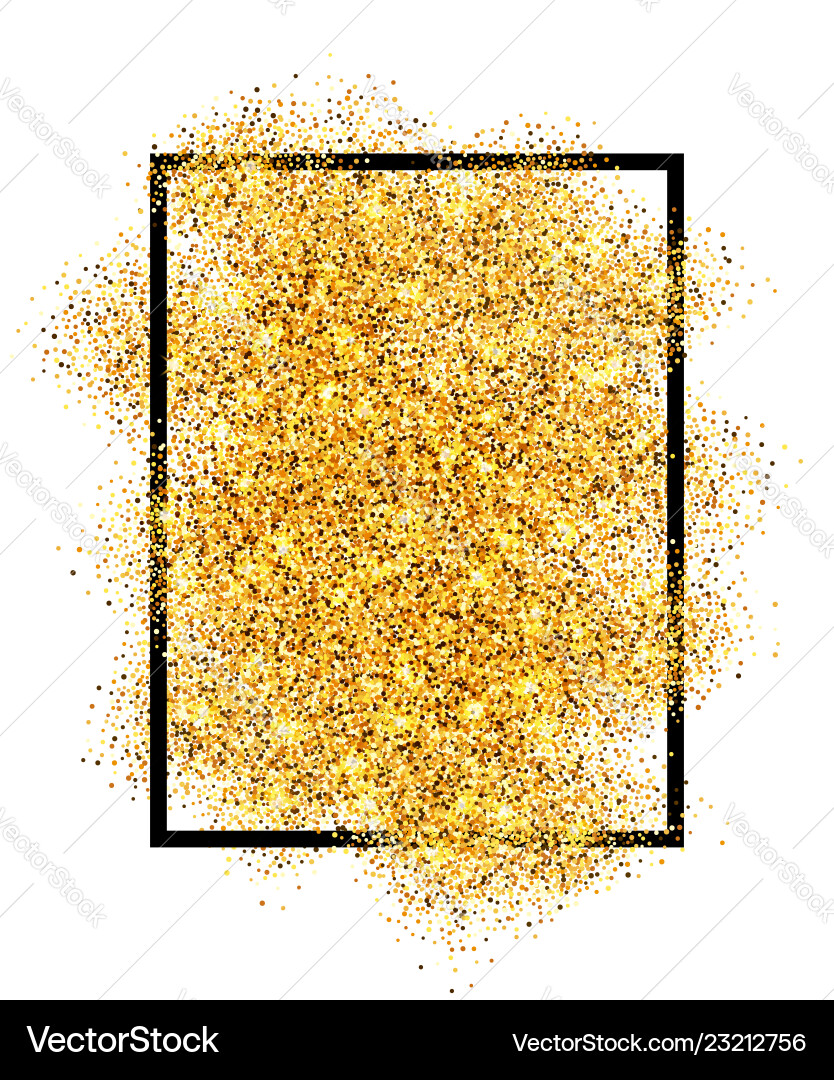 Gold glitter sand in black frame isolated white Gold glitter sand in black frame isolated white vector image