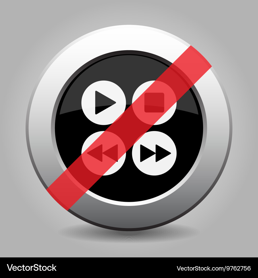 Gray chrome button - no four music control buttons vector image