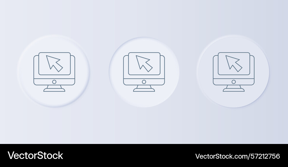 Grey computer monitor and cursor icon isolated Grey computer monitor and cursor icon isolated vector image